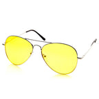 zeroUV Classic Metal Frame Yellow Tinted Night Driving Aviator Sunglasses (Silver-Black Yellow)
