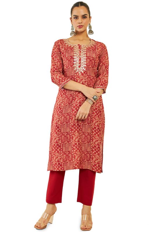 Soch Women Muslin Kurta Set with Geometric Print and Embroidery