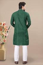 Fashion Gallery MenS Stylish Lurex Stripe Straight Knee Length Kurta -| Mens Kurta| Ethnic Wear | Lurex Fabric Kurta For Men (M