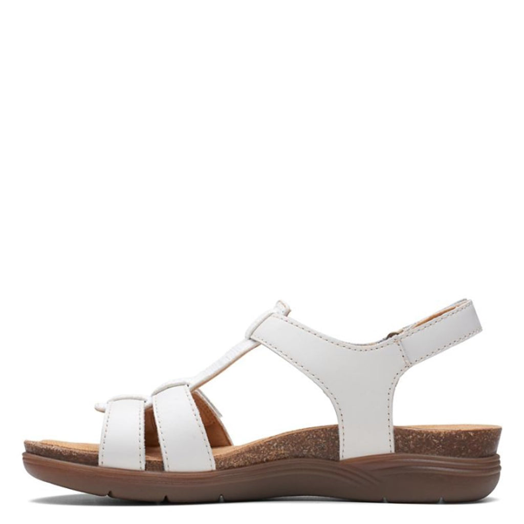 Clarks Women's April Cove Flat Sandal, White Leather, 11