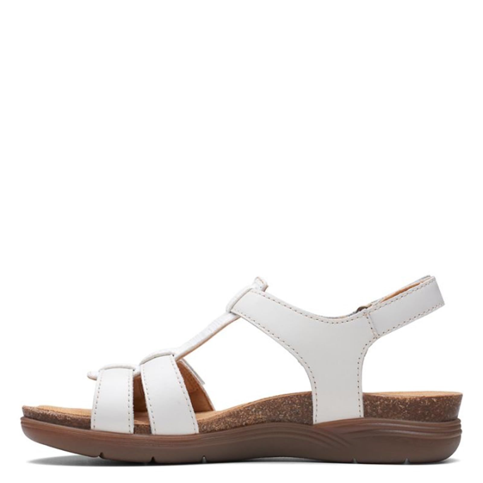 Clarks Women's April Cove Flat Sandal, White Leather, 11