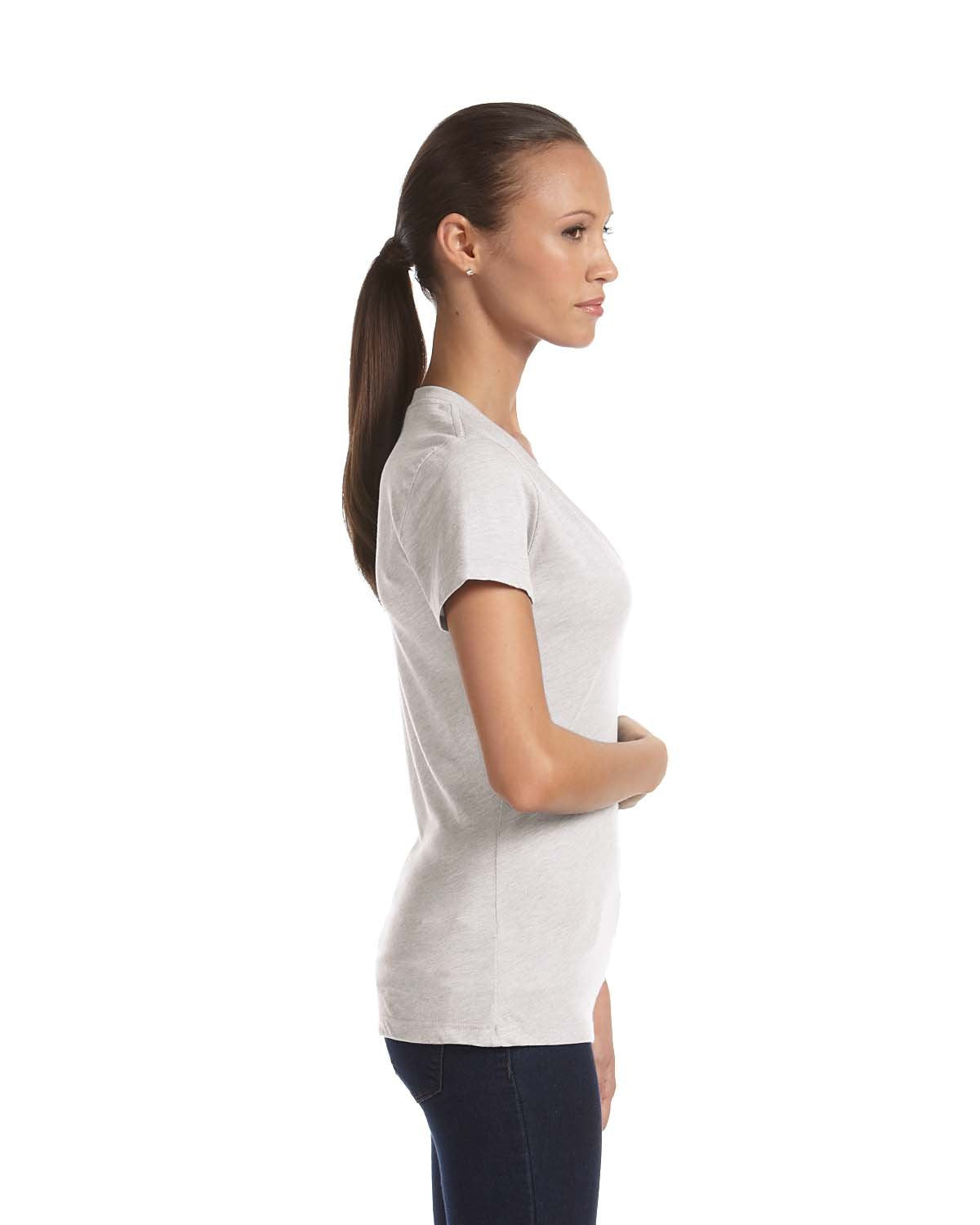 Ladies Triblend Short-Sleeve Deep V-Neck T-Shirt - BLUE TRIBLEND - S(D0102H7WBK6)