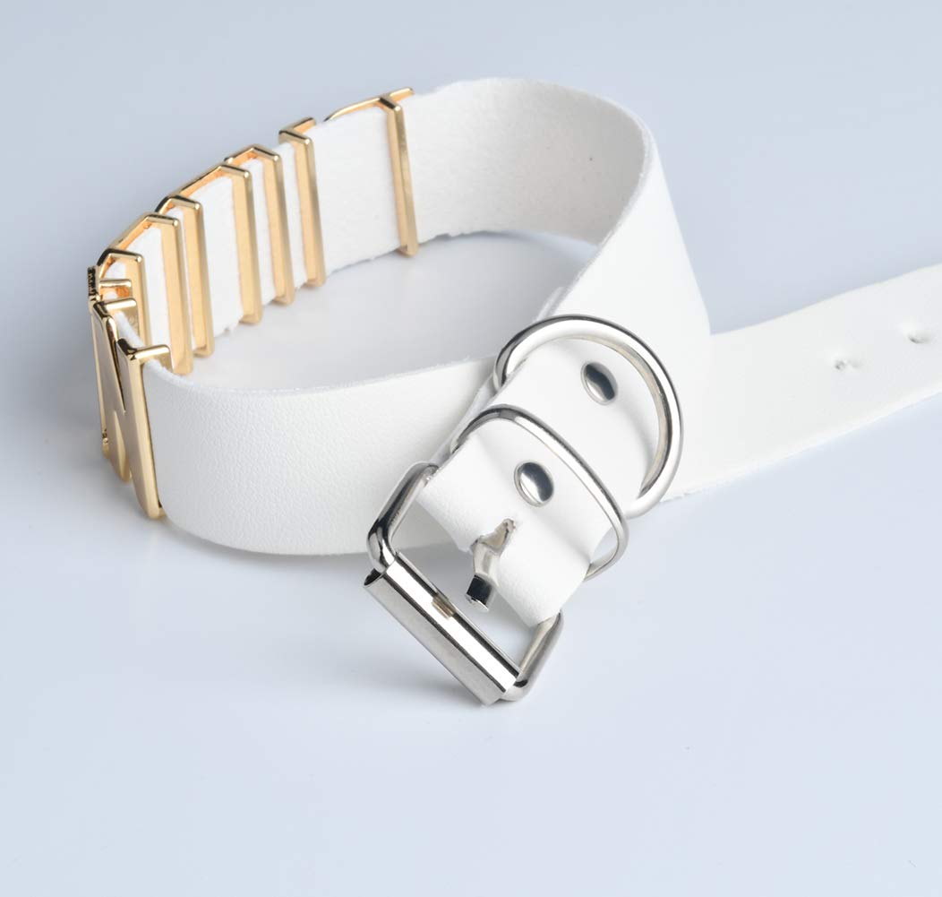 Abitoncc White Pu Leather PUDDIN Choker Necklace for Haley Cosplay Movies Costume Accessiores Halloween Cosplay