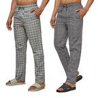 Xyxx MenS Super Combed Cotton Checkered Checkmate Pyjamas [Pack Of 2] Elasticated Waist, Drawstring | Loungewear For Men In Gre
