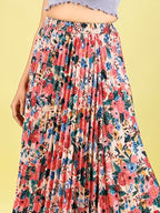 Kzully Crepe Western WomenS Skirts Blue-Rose