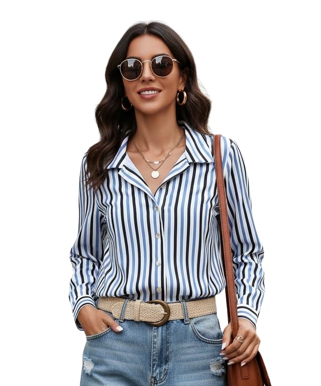 Indoprimo WomenS Striped Casual Stylish Shirt | Striped Western Shirt For Women