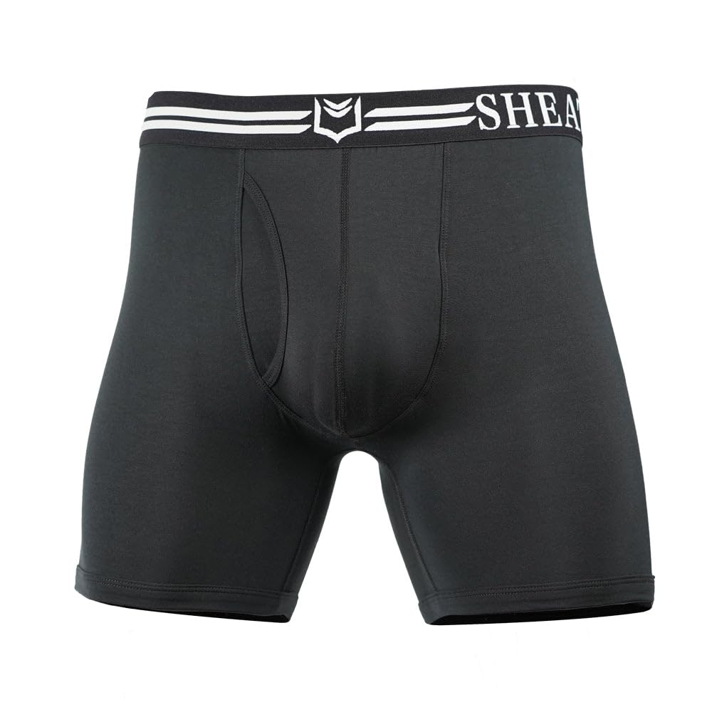 SHEATH 4.0 Men's Modal Boxer Briefs - BLACK - M 32-34 | Dual Pouch, Athletic Fit