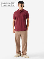 The Souled Store Solids: Rhubarb Men and Boys Short Sleeve Collared Neck Cotton Blend Regular Fit Mandarin Polos