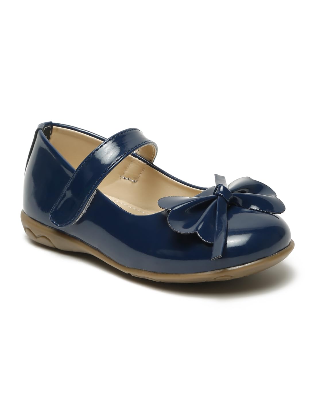 Quueenskids Kids Navy Ballarinas with Bow for Girls Princess Style Ballerinas |Comfortable SlipOn Ballet Flats 18-24