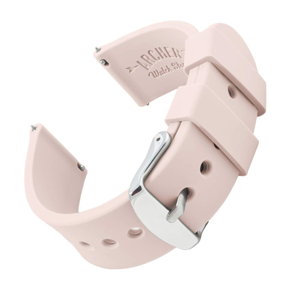 Archer Watch Straps - Silicone Quick Release Soft Rubber Replacement Watch Bands (Pale Rose, 22mm)