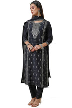 Soch Womens Black Chanderi Blend Sequin Embellished Suit Set