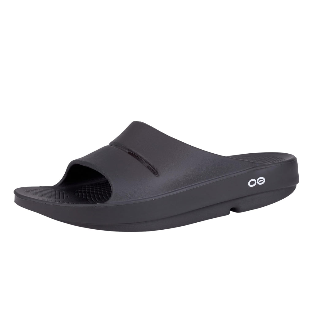OOFOS OOahh Recovery Slide, Black - Womens Size 6, Mens Size 4
