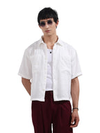 The Indian Garage Co Mens Boxy Textured Cutaway Collar Half Sleeves Resort Shirt