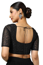 Soch Womens Black Net Embroidered Padded Blouse With Sequins