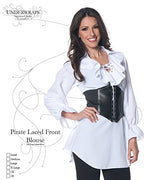 Underwraps Women's Pirate Laced Front Blouse, White, Medium