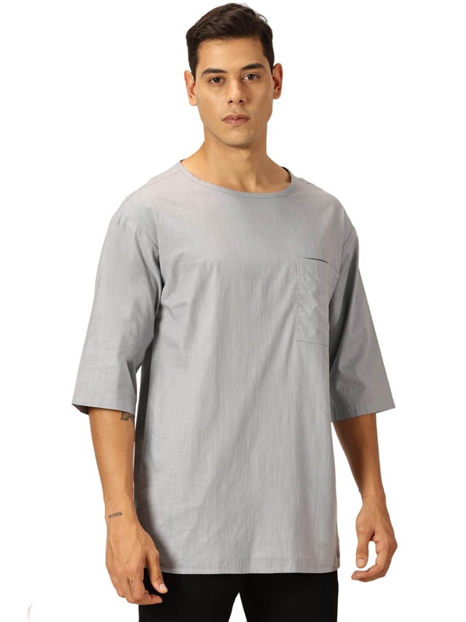 Thomas Scott Men'S Linen Relaxed Shirt (Ts1525_Light Grey