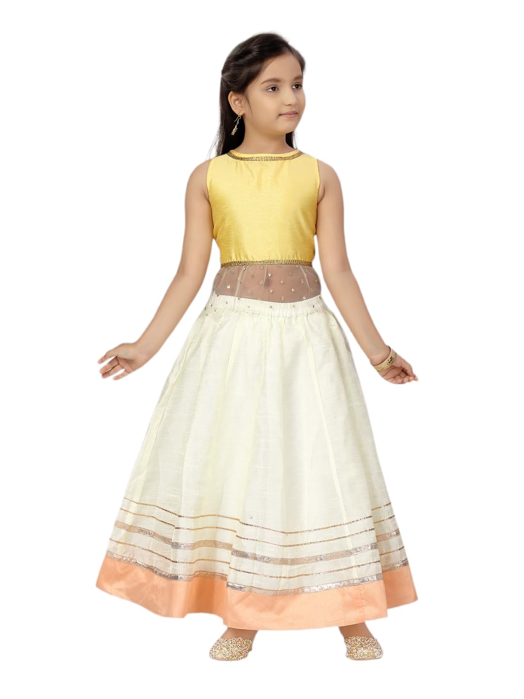 Aarika Girls Yellow-Cream Color Solid Pattern Lehenga Choli set (JLY_LCH_22117_YELLOW_22)