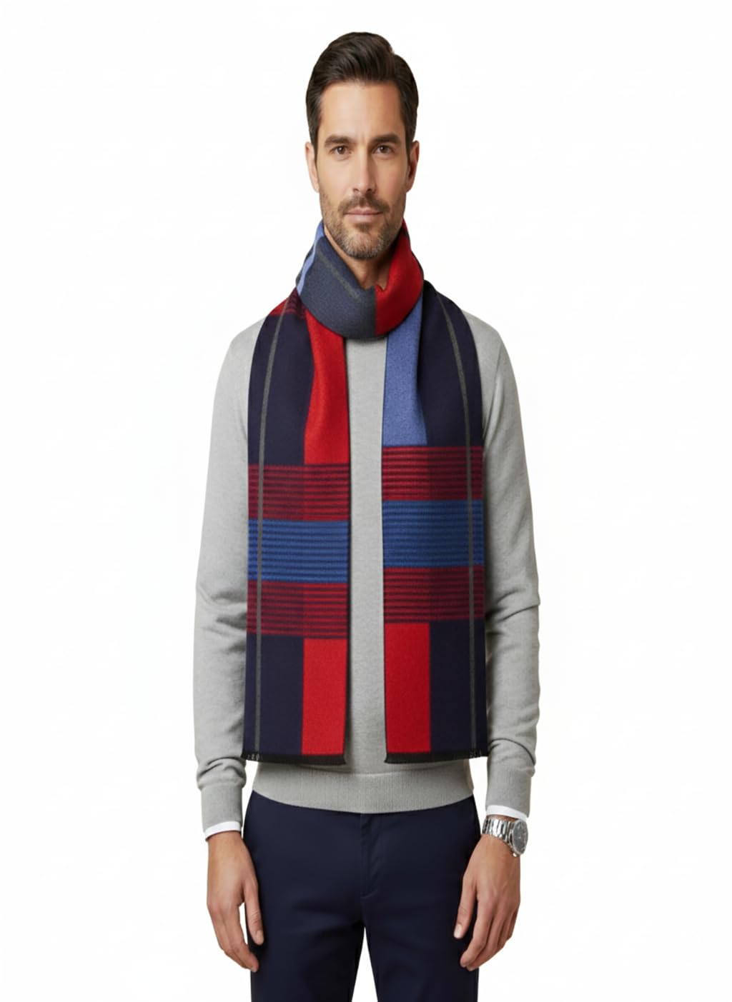 Muffly Woven Reversible Printed MenS Wool & Acrylic Warm Men Muffler Cashmere Solid Winter Wear Wraps Muffler/Scarves (Multicol 69-12