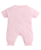 Bumzee Pink Girls Half Sleeves Thigh Length Romper Age - 6-9 Months (Peb8044D-Pnk)