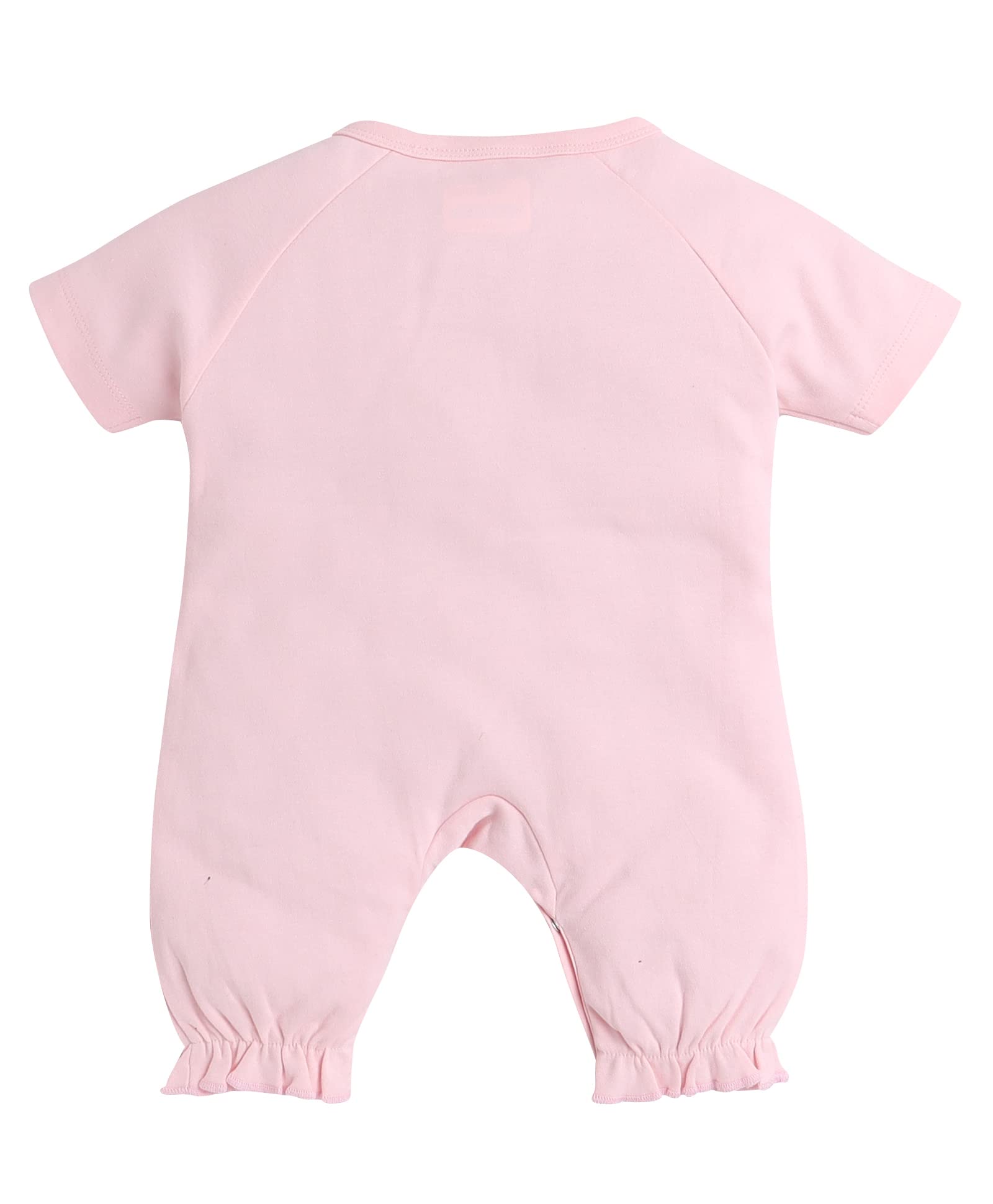 Bumzee Pink Girls Half Sleeves Thigh Length Romper Age - 6-9 Months (Peb8044D-Pnk)