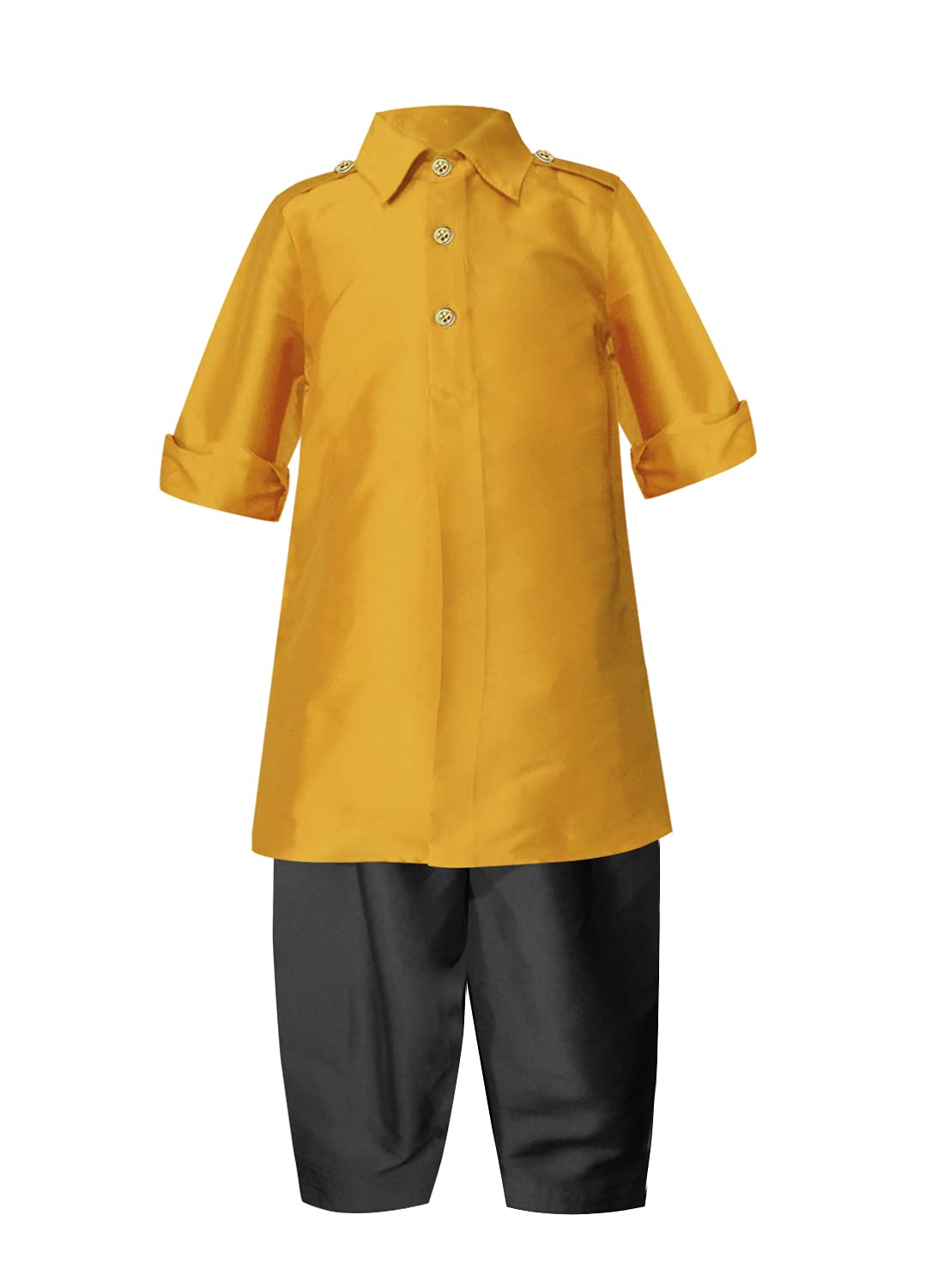 A.T.U.N. (All Things Uber Nice) Boy'S Regular Pathani Suit (Bkls Pts_Amber-Black 7-8 Years)