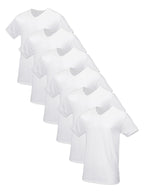 Fruit of the Loom Men's Tag-Free Cotton Undershirts, Tall Man-V-Neck-6 Pack White, Large