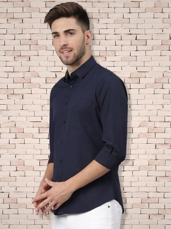 Tee Projekt Cotton Spread Collar Long Sleeve Shirt for Men Formal Shirt Casual Men Shirt