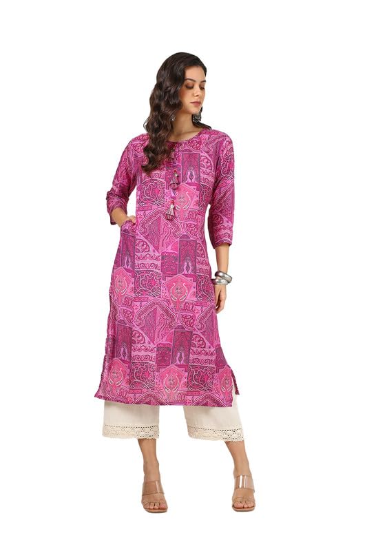 Soch Women Vicose Muslin Abstract Print Kurta with Tassels
