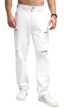 High Star Men White Cotton Fabric Straight Fit Mid-Rise Jeans