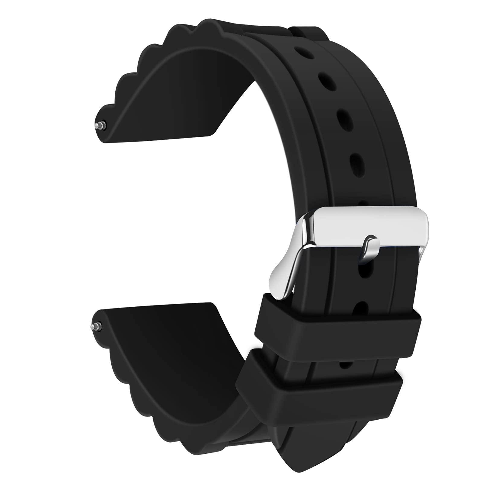 24mm Men's Black Silicone Rubber Watch Straps Bands Waterproof for Fossil Watch Replacement