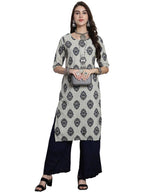 Pinkmint Crepe Printed Straight A-Line Round Neck Stylish Kurti For Women (Pack 1) Olive
