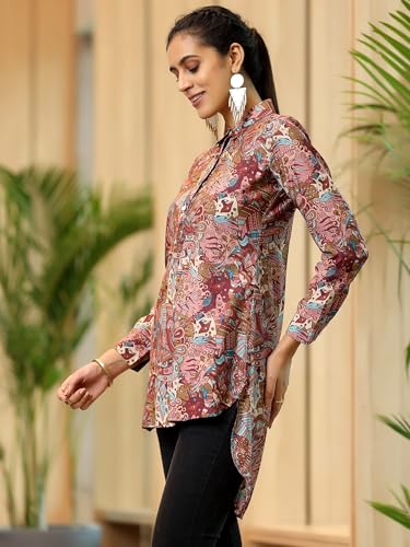 Libas WomenS Silk Blend Printed Straight Kurtis (37210_Mauve
