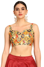 Soch Women Woven Design Sweetheart Neck Art Silk Padded Blouse
