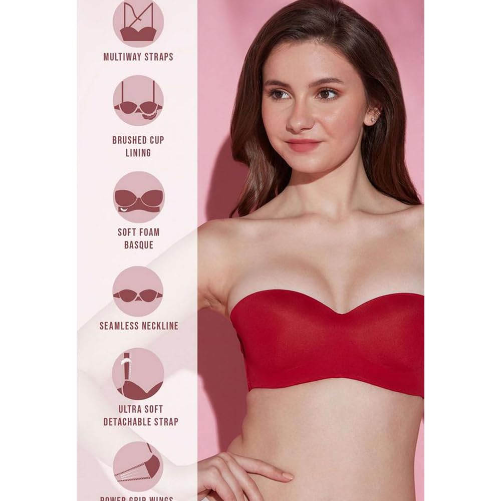 Nykd (Nyb027 Padded & Wired Ultimate Multiway Strapless Bra For Women | Anti Slip Bra With Seamless Neckline & Soft Detachable S