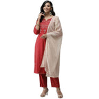 Anubhutee Women'S Red Ethnic Motifs Printed Regular Kurta Suit Set With Palazzos & Dupatta (Anu2001766L)