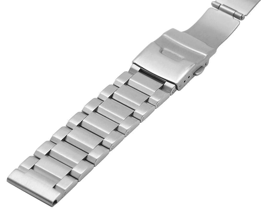 Stainless Steel 20mm Watch Band Silver Solid Replacement Wristbands Metal Watch Strap Bracelet Classic Straight End with Double