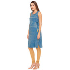 Aurelia Womens Round Neck Gold Woven Kurta