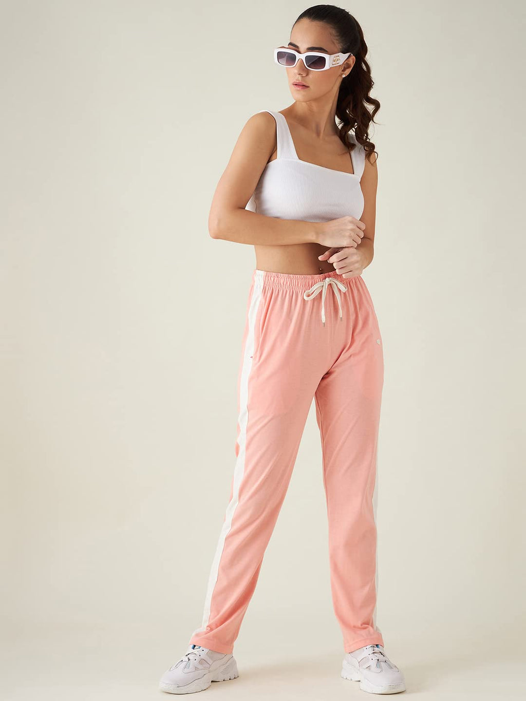 Modeve Striped Women Peach Track Pant