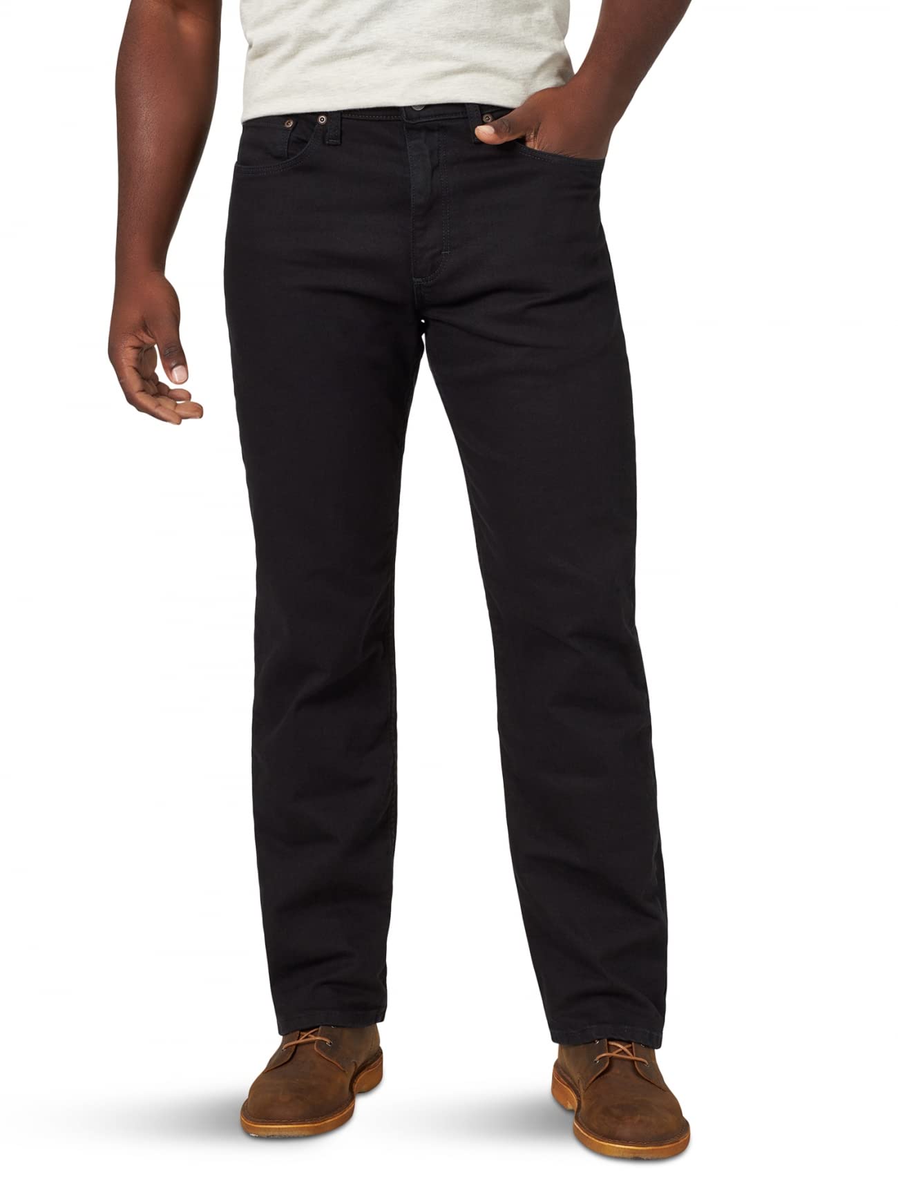 Wrangler Authentics Men's Classic 5-Pocket Relaxed Fit Jean, Black Flex, 36W x 28L