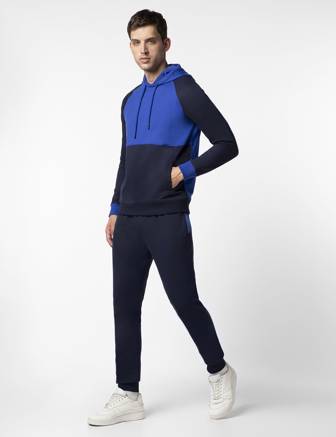 FYLTR Mens Colourblock Hoodie & Jogger Casual Co-ord Set - Raglan Sleeve Detail | Utility Side Pockets | Full Sleeve
