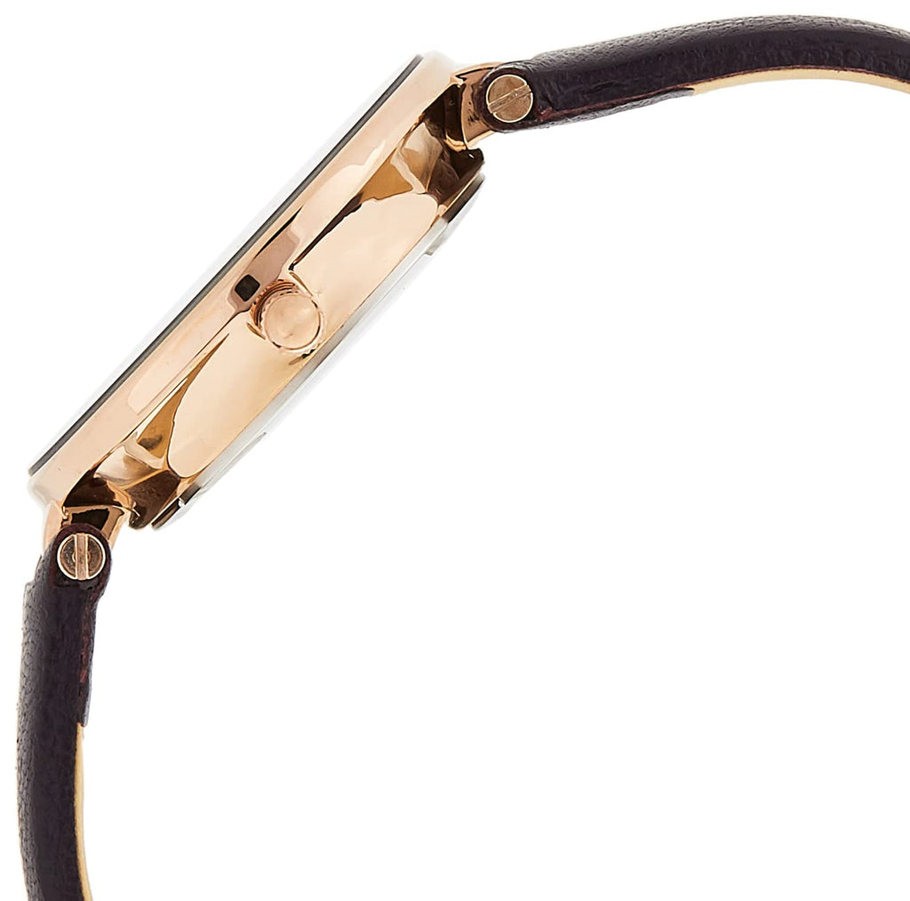 Anne Klein Women's AK/3272RGPL Premium Crystal Accented Rose Gold-Tone and Dark Plum Leather Strap Watch