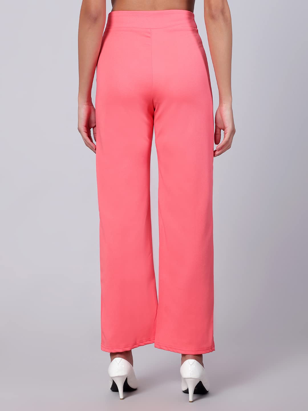 Kotty Womens High Rise Regular Solid Trousers Rose Pink