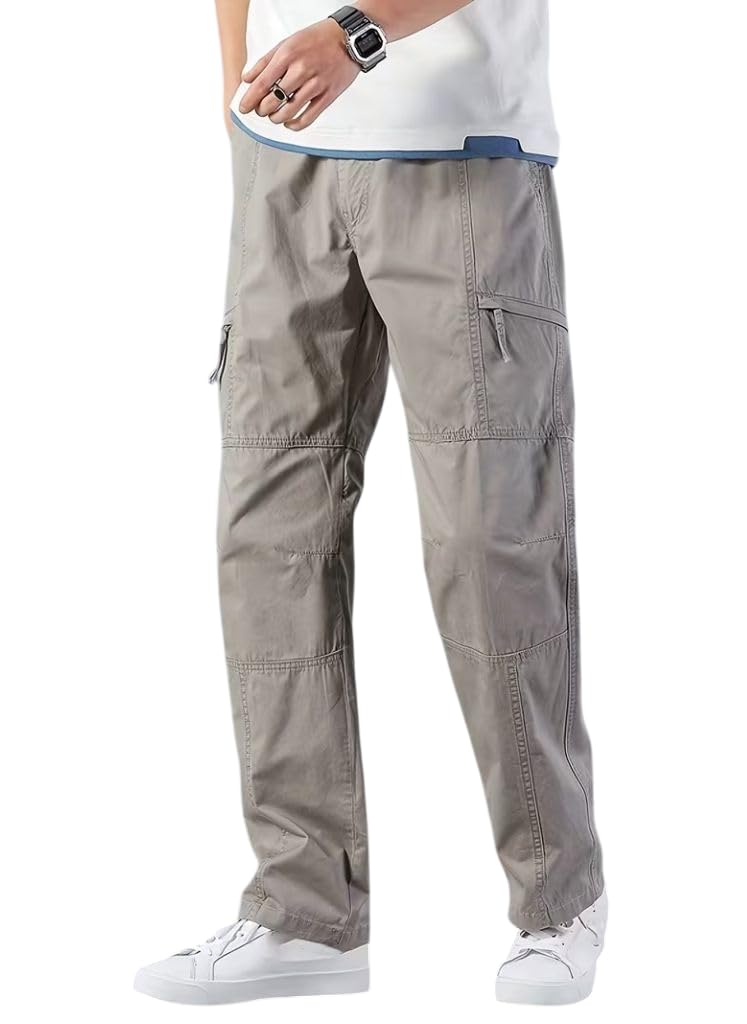 The Febza MenS Cargo Pants | Casual Cotton Cargo Trousers For Men | Regular Fit Multi Pocket Outdoor Travel Pants | Stylish Comf 36