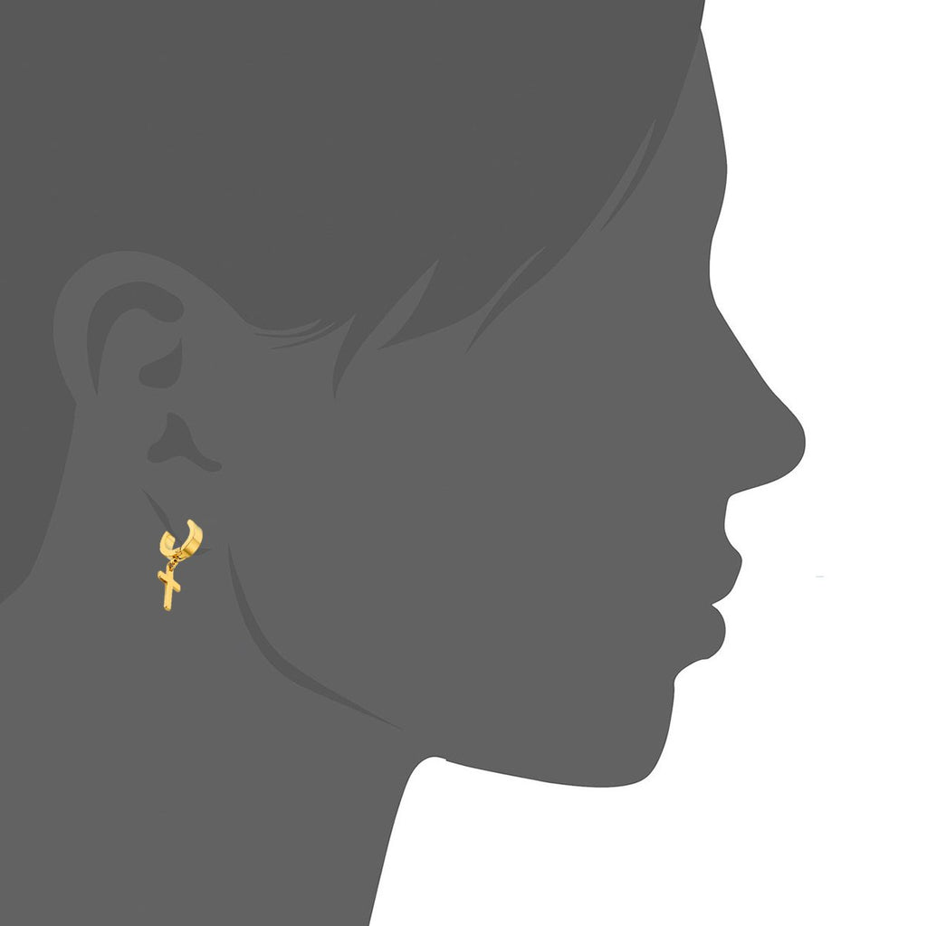 Cupimatch Stainless Steel Mens Clip Hinged Hoop Earrings with Cross Dangle Christmas Gift Set of 6 Pairs