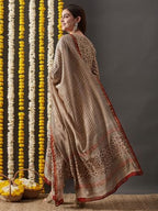 ANNI DESIGNER Womens Cotton Blend Straight Printed Kurta with Pant & Dupatta (Kalpa Beige_S_Beige_Small)