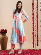 ANNI DESIGNER Womens Rayon Blend Anarkali Printed Kurta with Pant (Santra Orange-VKS05_XXL_Orange_XX-Large)