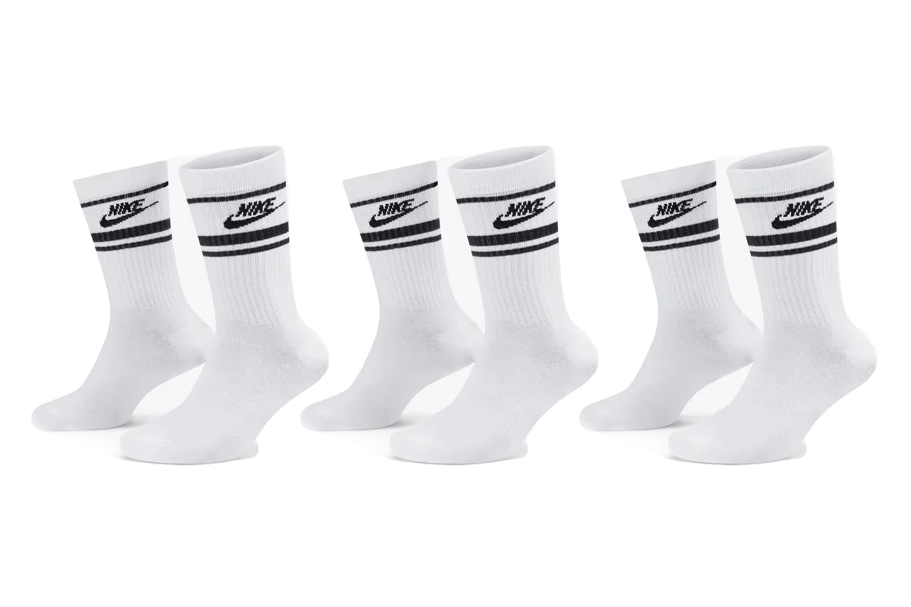 Nike Cotton Sportswear Dri-FIT Everyday Essential Crew Ankle Length Socks 3 Pairs Men Running Socks