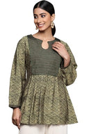 Libas WomenS Silk Blend A-Line Kurtis (26132_Green