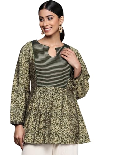 Libas WomenS Silk Blend A-Line Kurtis (26132_Green