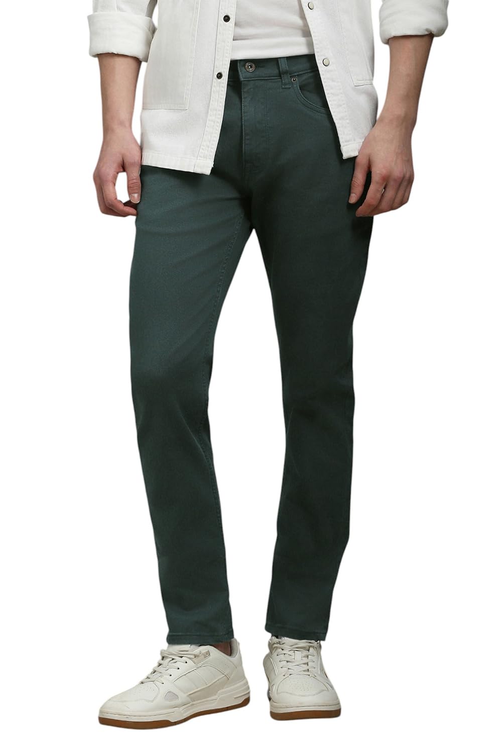 Louis Philippe Men Green Dark Slim Tapered Fit Jeans
